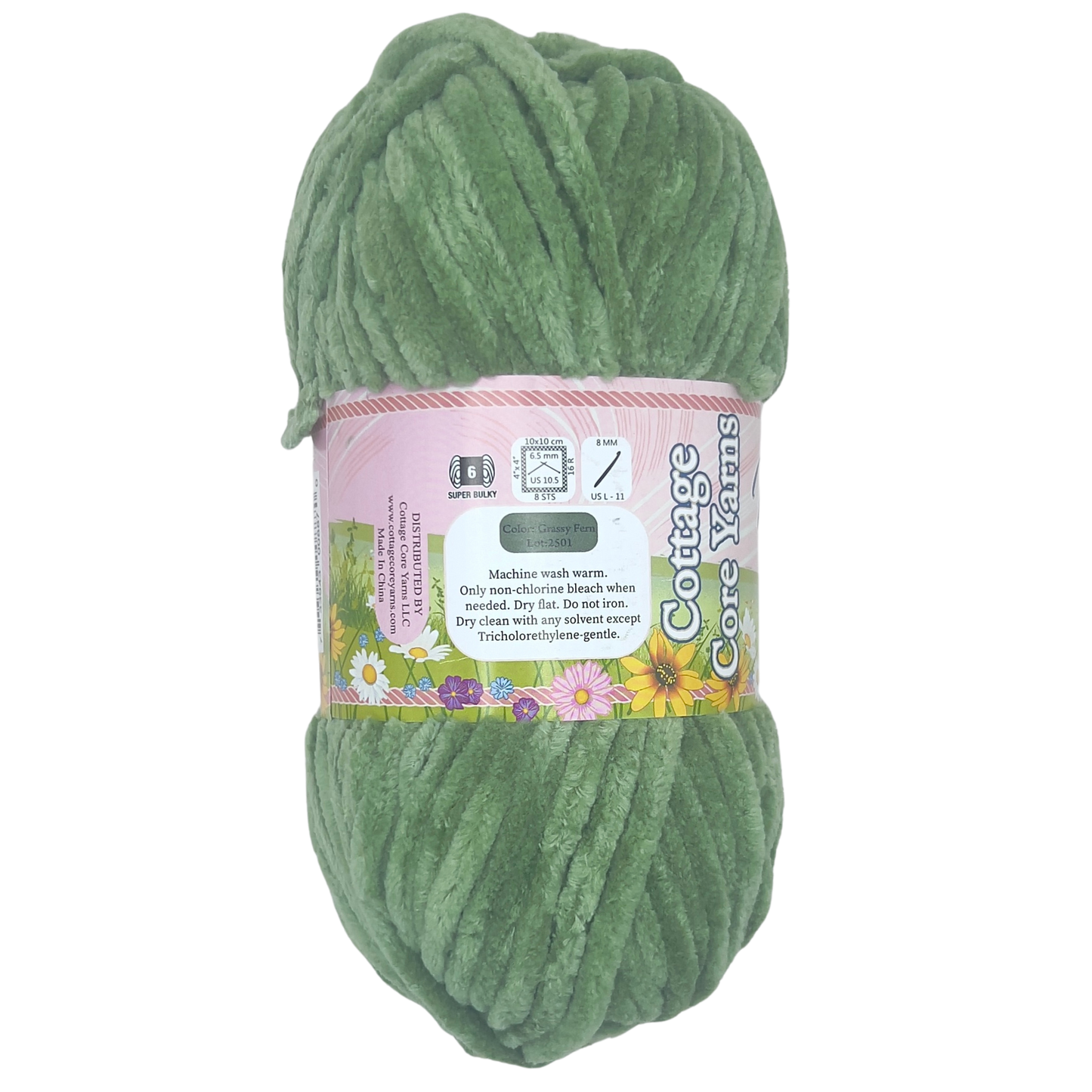 Wildflower Fields Chenille Yarn - Grassy Fern - 100g